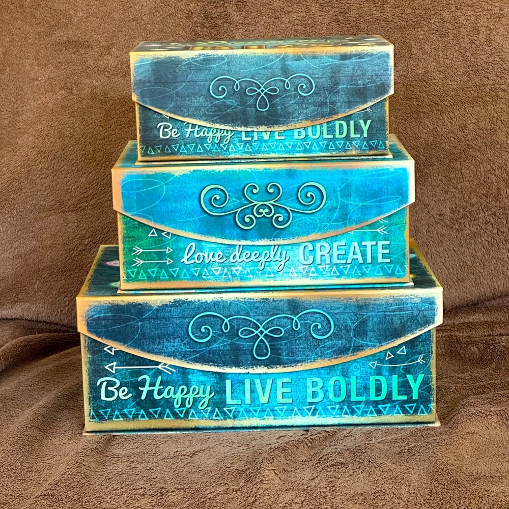Punch Studio Set of Three Decorative Storage Boxes